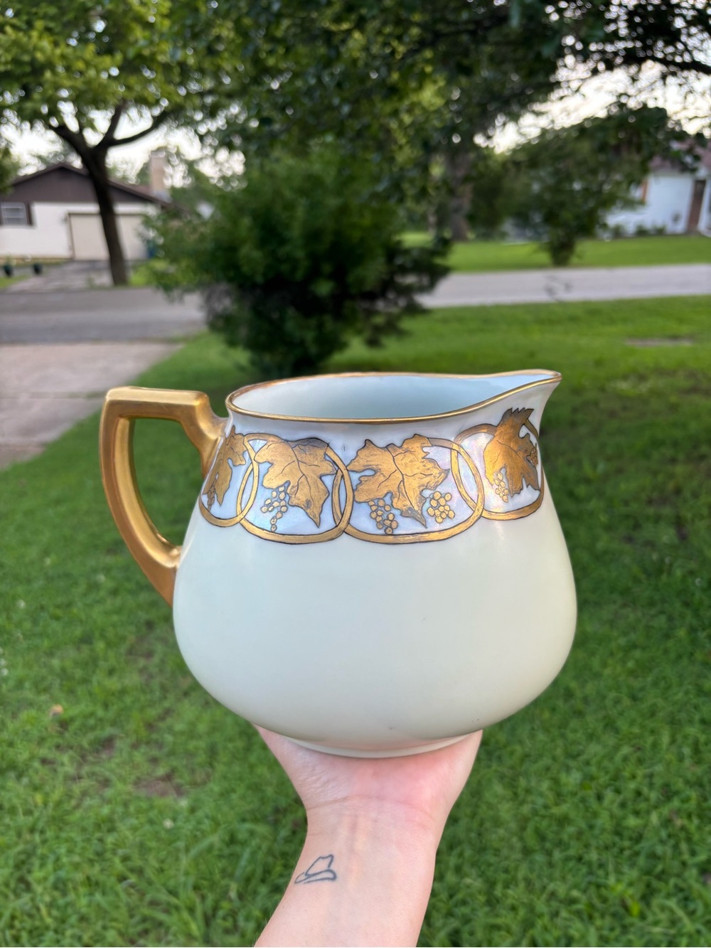 Vintage Z S C Bavaria Gilded Porcelain Lemonade Pitcher